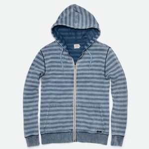 Faherty striped terry zip hoodie in light wash indigo